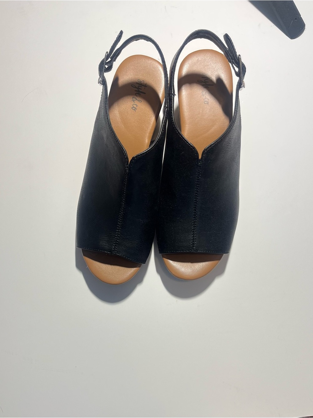 Style & Co. Black Peep-Toe Slingback Sandals
